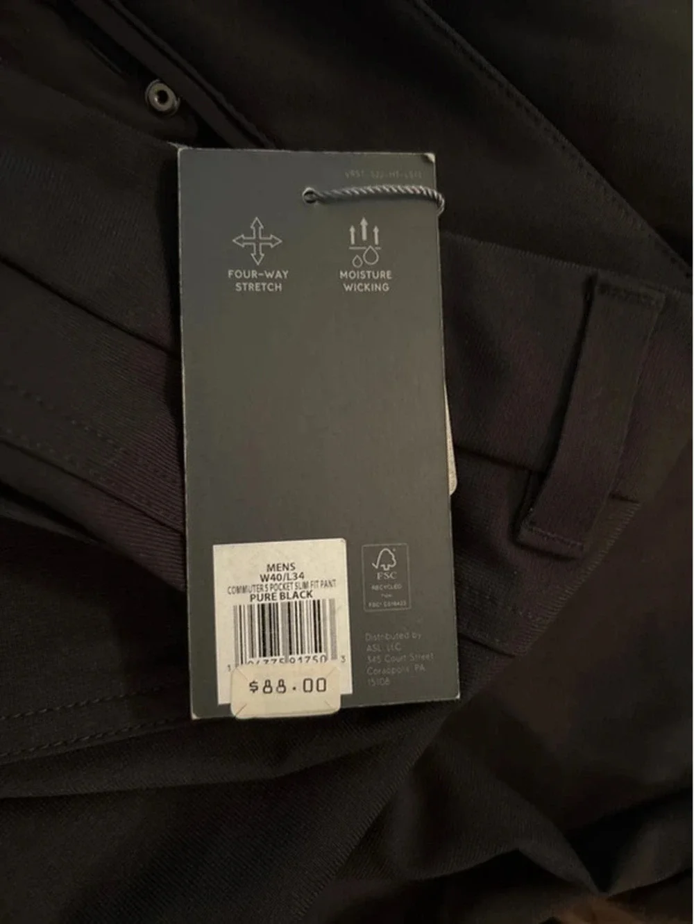 VRST Men’s Black Slim Fit Chinos. 40x34. NWT!